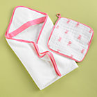 Pink Fish Towel &amp; Washcloth Set Towel: 32"x32"Washcloth: 15"x15"